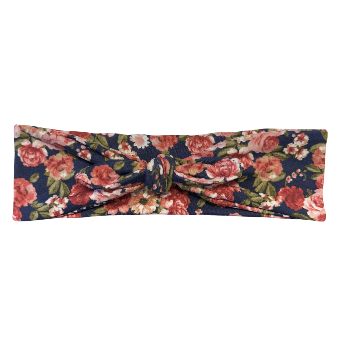 Navy Rose Floral Tie Style